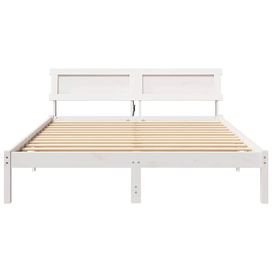 Cadre de lit avec tête de lit Blanc 160 x 200 cm Pin massif - 5