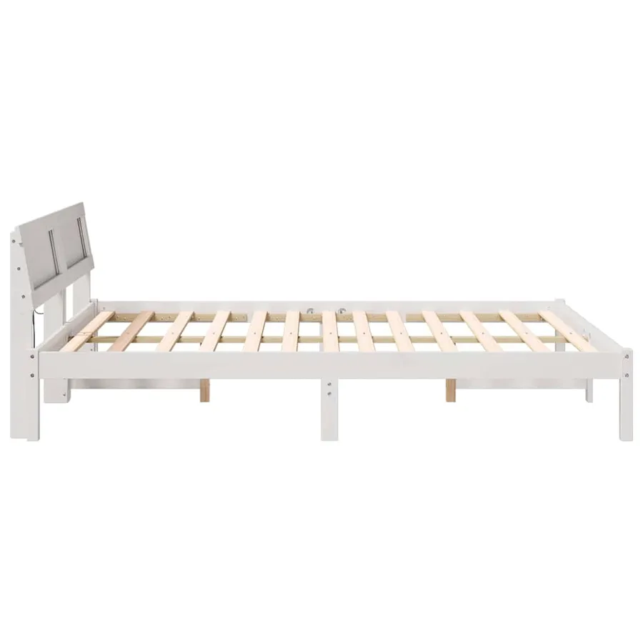 Cadre de lit avec tête de lit Blanc 160 x 200 cm Pin massif - 6
