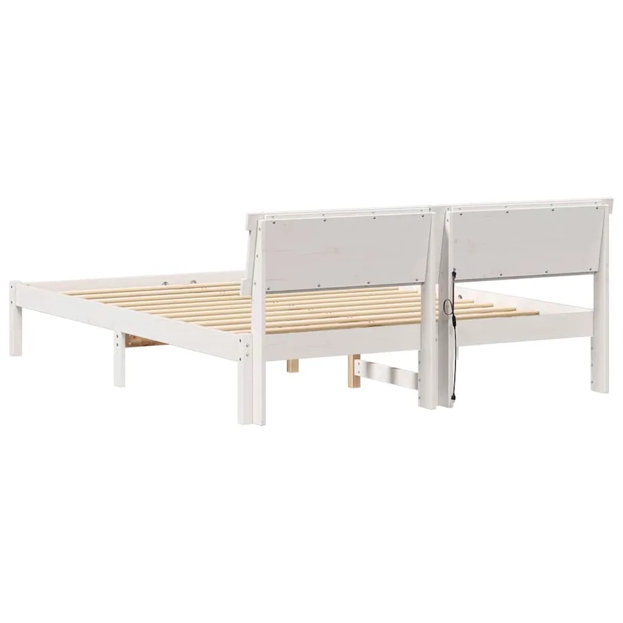 Cadre de lit avec tête de lit Blanc 160 x 200 cm Pin massif - 7