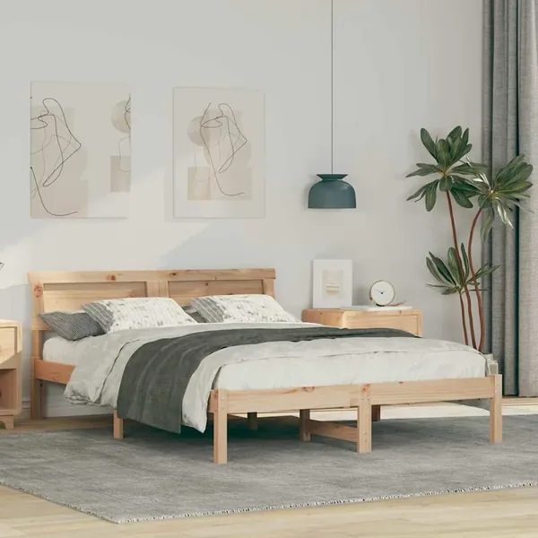 Cadre de lit avec tête de lit Marron 120 x 190 cm Pin massif