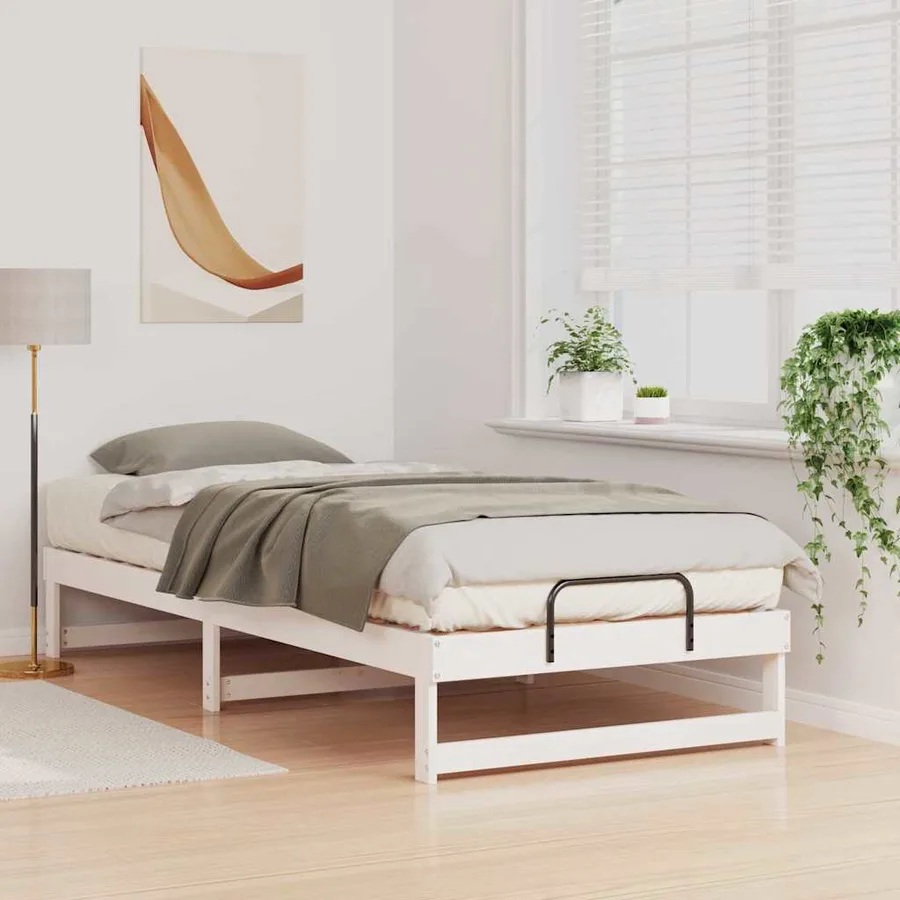 Cadre de lit Blanc 80 x 220 cm Pin massif - 3
