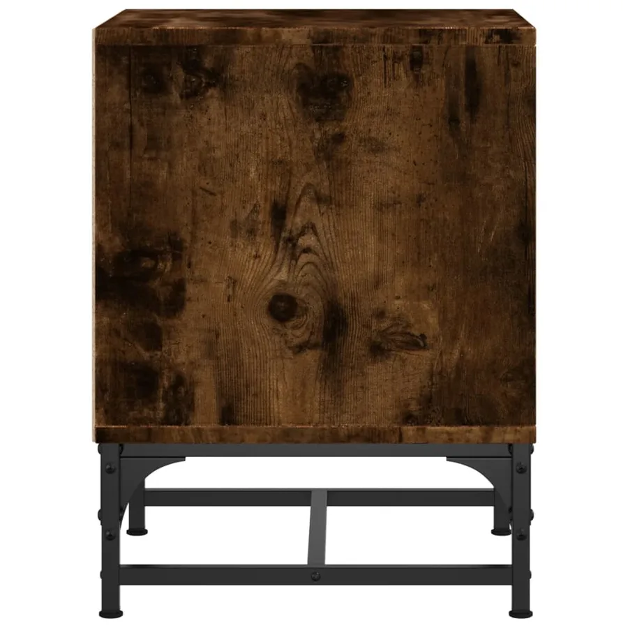 Tables de chevet et portes vitrées 2 pcs chêne fumé 35x37x50 cm - 8
