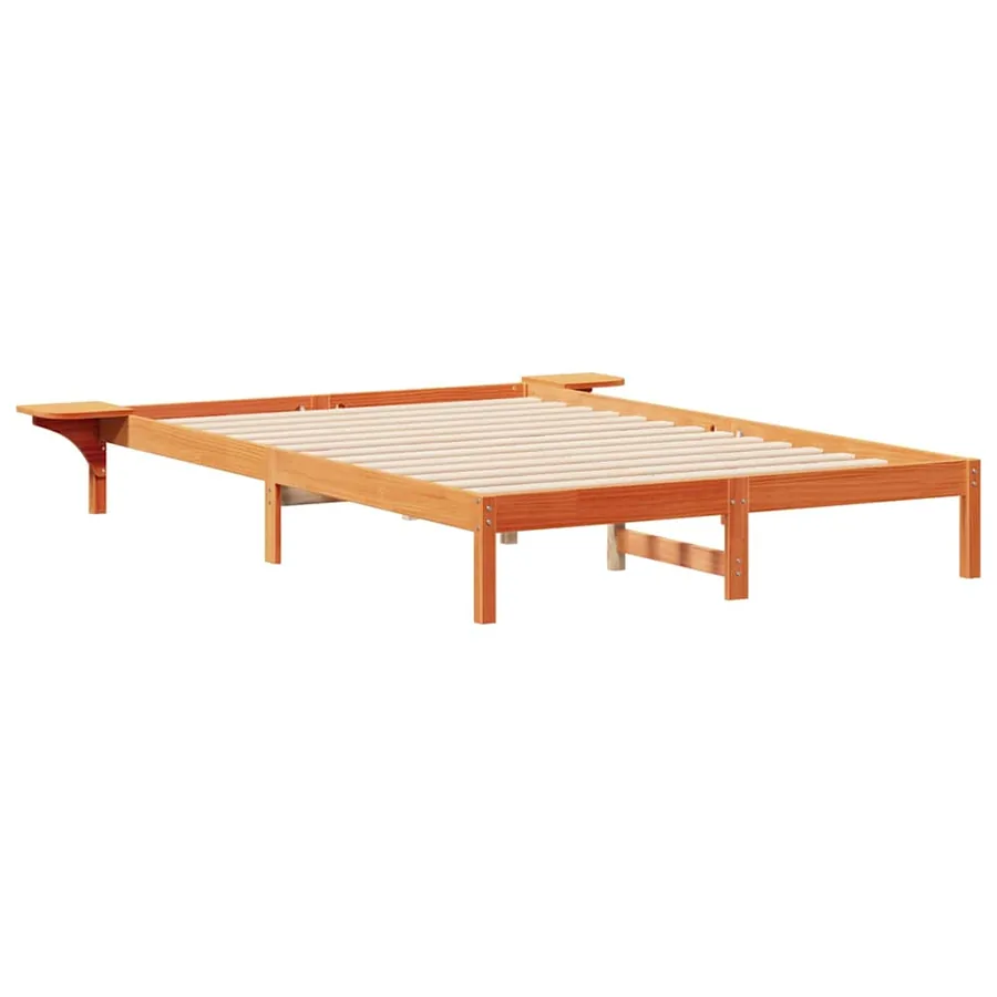 Cadre de lit avec tables de chevet Brun cire 140 x 220 cm - 2
