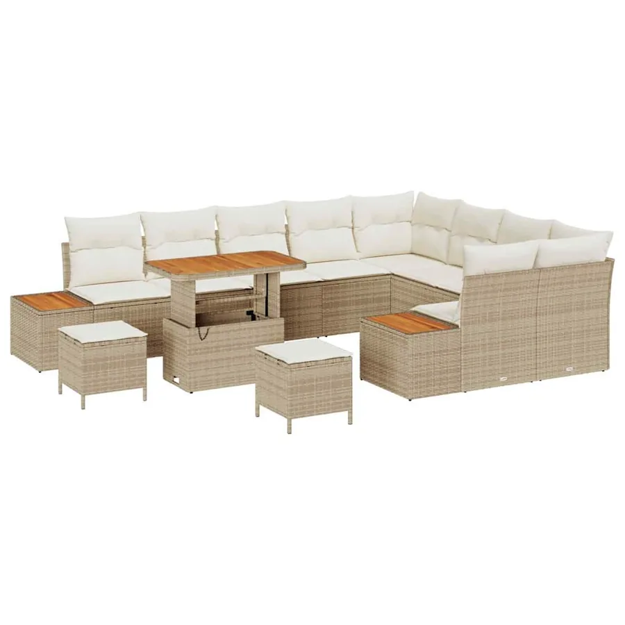 Ensemble de canapé de jardin 12 pcs Beige Poly rotin - 2
