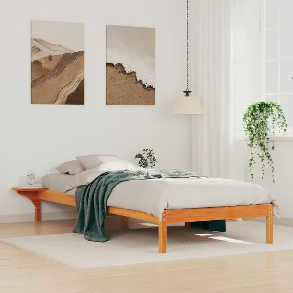 Cadre de lit avec tables de chevet Brun cire 80 x 220 cm