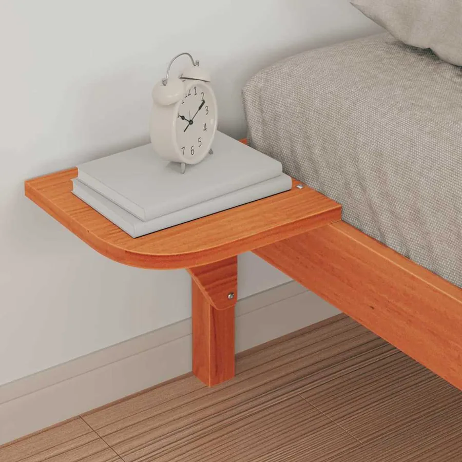 Cadre de lit avec tables de chevet Brun cire 80 x 220 cm - 4