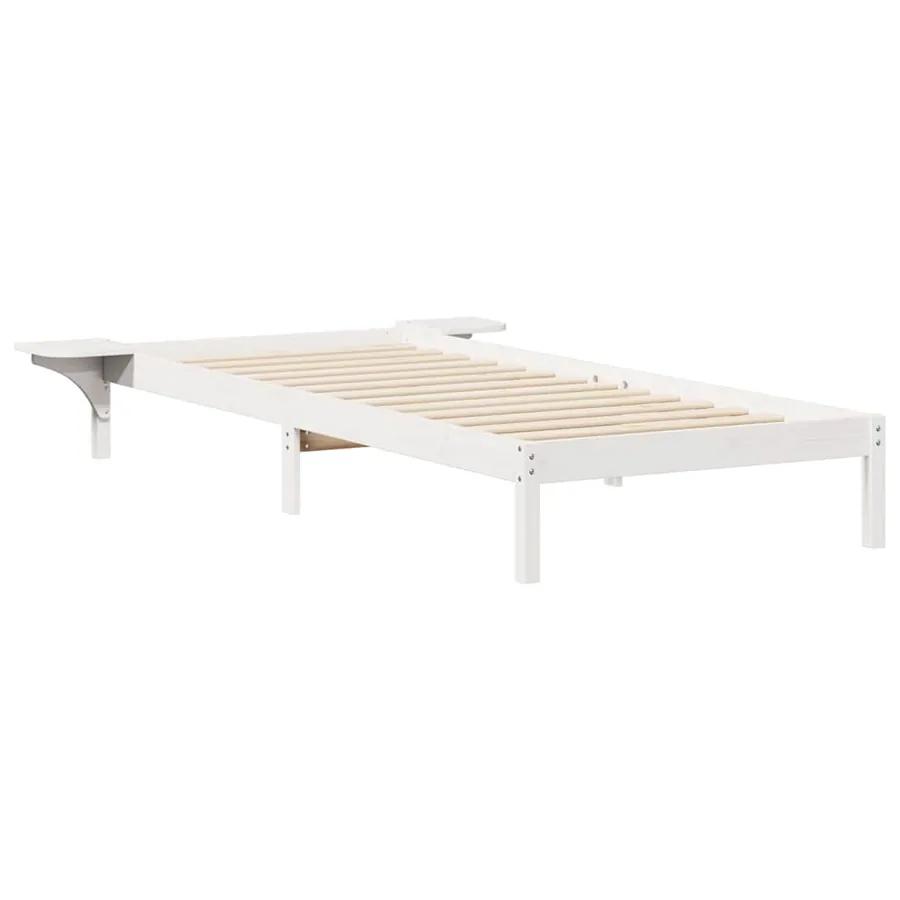 Cadre de lit avec tables de chevet Blanc 90 x 220 cm Pin massif - 2