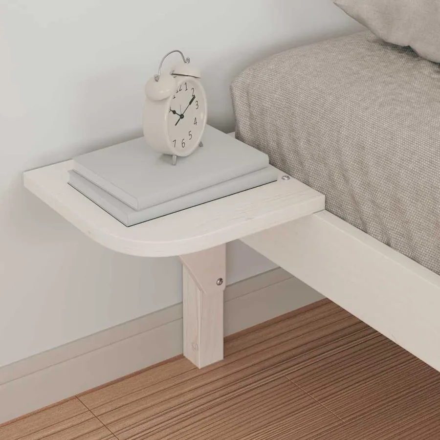 Cadre de lit avec tables de chevet Blanc 90 x 220 cm Pin massif - 4