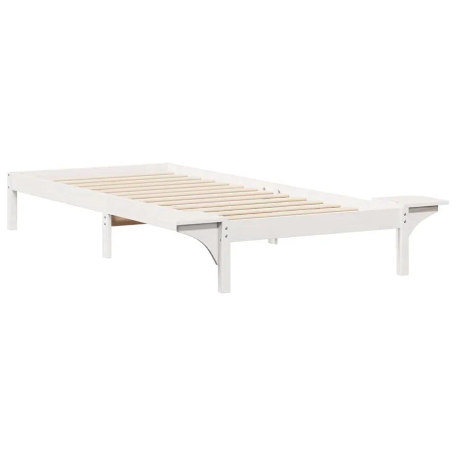 Cadre de lit avec tables de chevet Blanc 90 x 220 cm Pin massif - 7