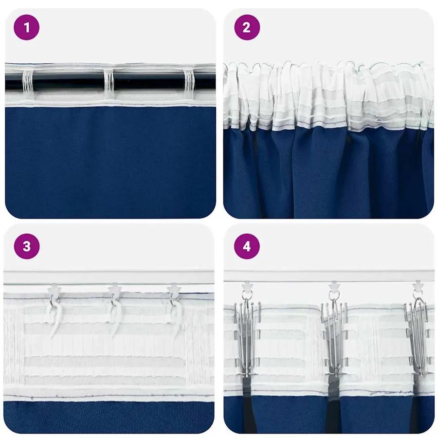 Rideaux occultants avec anneaux 2 pcs Bleu foncé 140 x 140 cm - 7