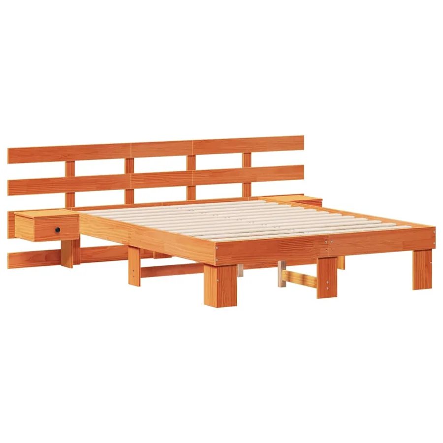 Cadre de lit avec tête de lit Marron 140 x 190 cm Pin massif - 4