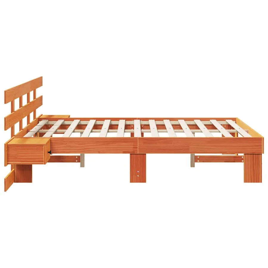 Cadre de lit avec tête de lit Marron 140 x 190 cm Pin massif - 6