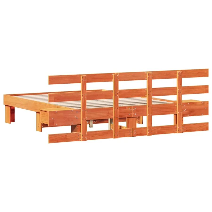 Cadre de lit avec tête de lit Marron 140 x 190 cm Pin massif - 7