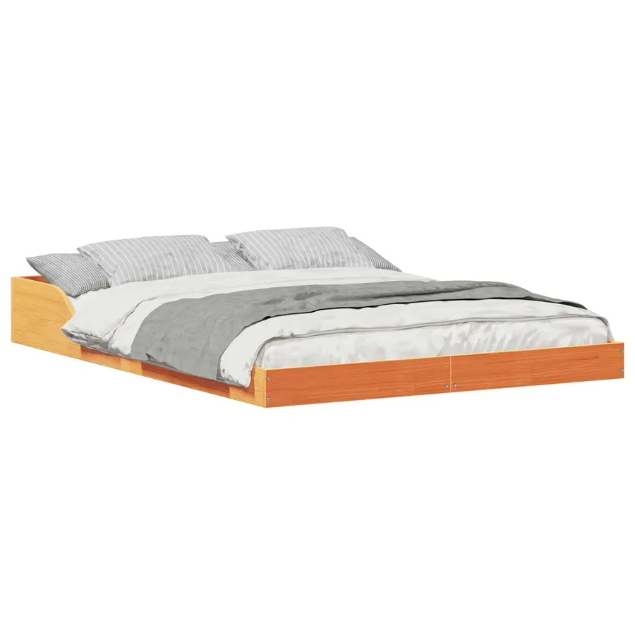 Cadre de lit Brun cire 135 x 190 cm Pin massif - 2