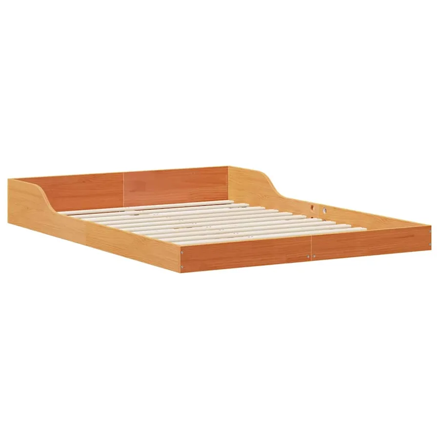 Cadre de lit Brun cire 135 x 190 cm Pin massif - 4