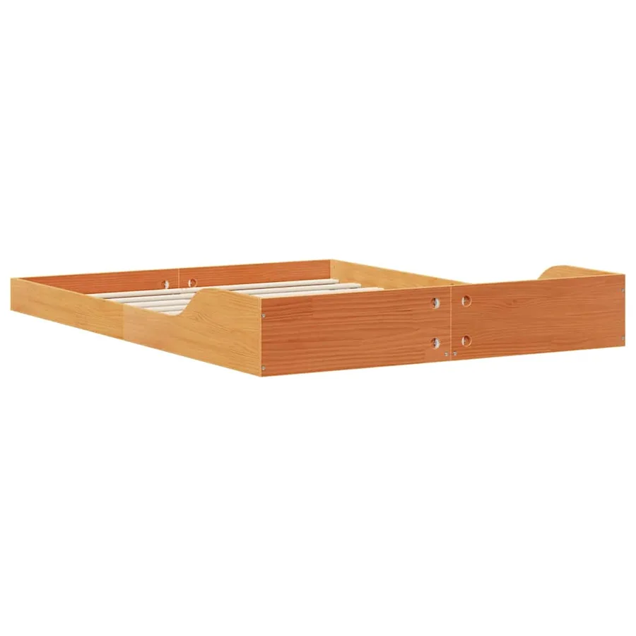 Cadre de lit Brun cire 135 x 190 cm Pin massif - 7
