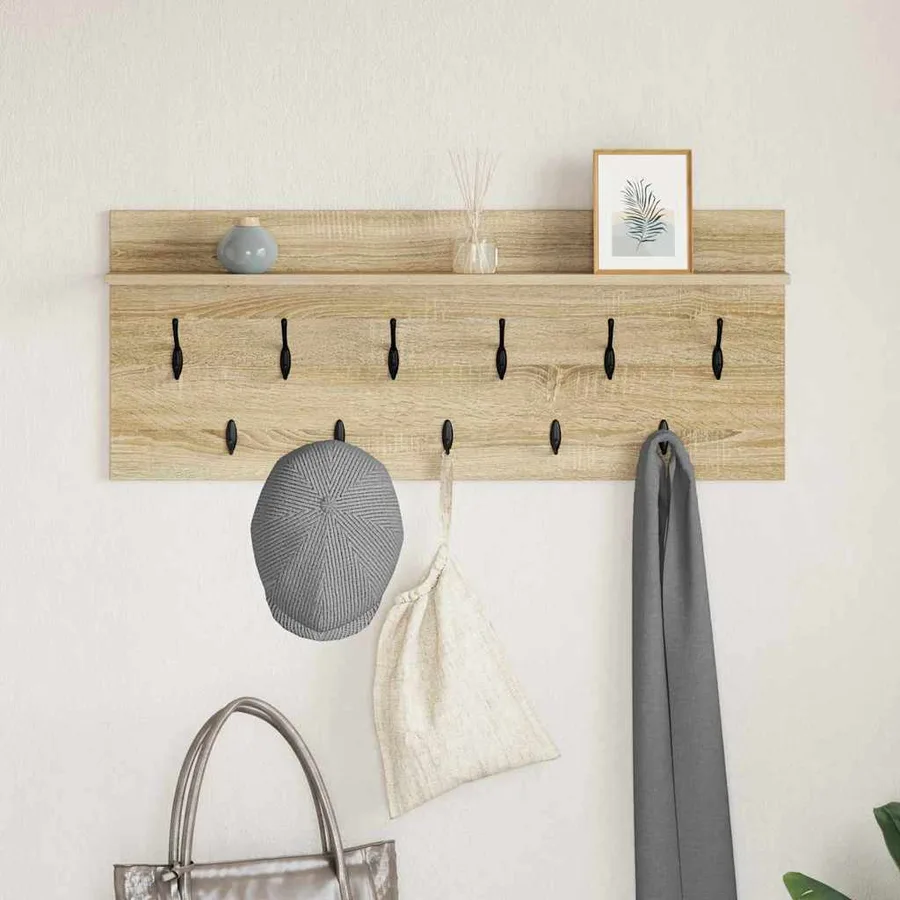 Porte-manteau mural avec étagère Chêne Sonoma 100 x 40 x 12 cm - 4