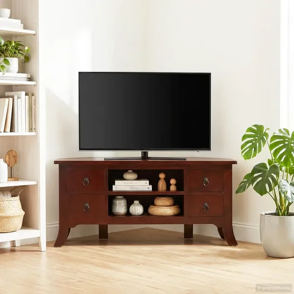 Meuble TV Marron 100 x 40,5 x 46 cm Bois de Mahogany Massif