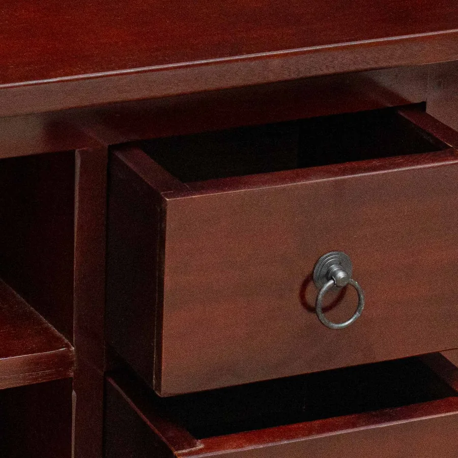 Meuble TV Marron 100 x 40,5 x 46 cm Bois de Mahogany Massif - 10