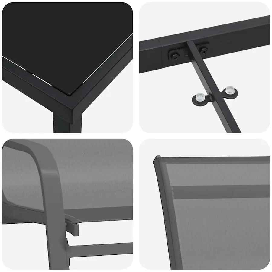 Ensemble de salle à manger pour jardin 5 pcs Gris et Noir - 9