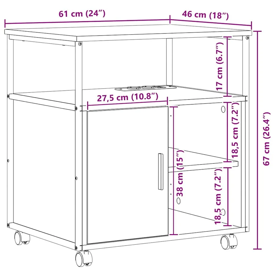 Cabinet avec Station de Charge Chêne brun 61 x 46 x 67 cm - 12