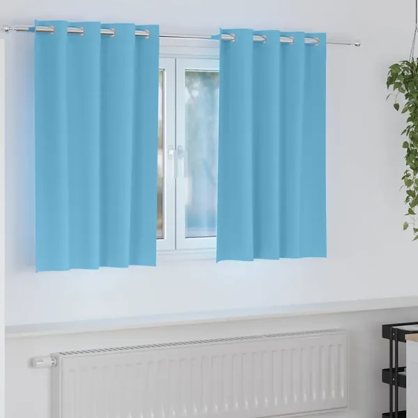 Rideaux occultants avec anneaux 2 pcs Bleu clair 140 x 140 cm