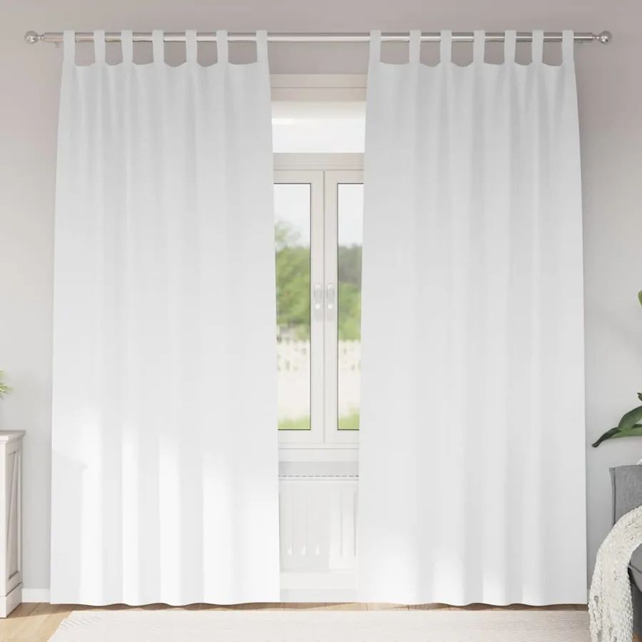 Rideaux occultants avec anneaux 2 pcs Blanc pur 260 x 140 cm