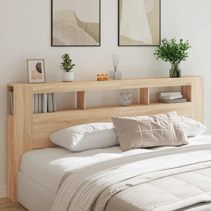 Tête de lit à LED chêne sonoma 220x18,5x103,5cm bois ingénierie - 3