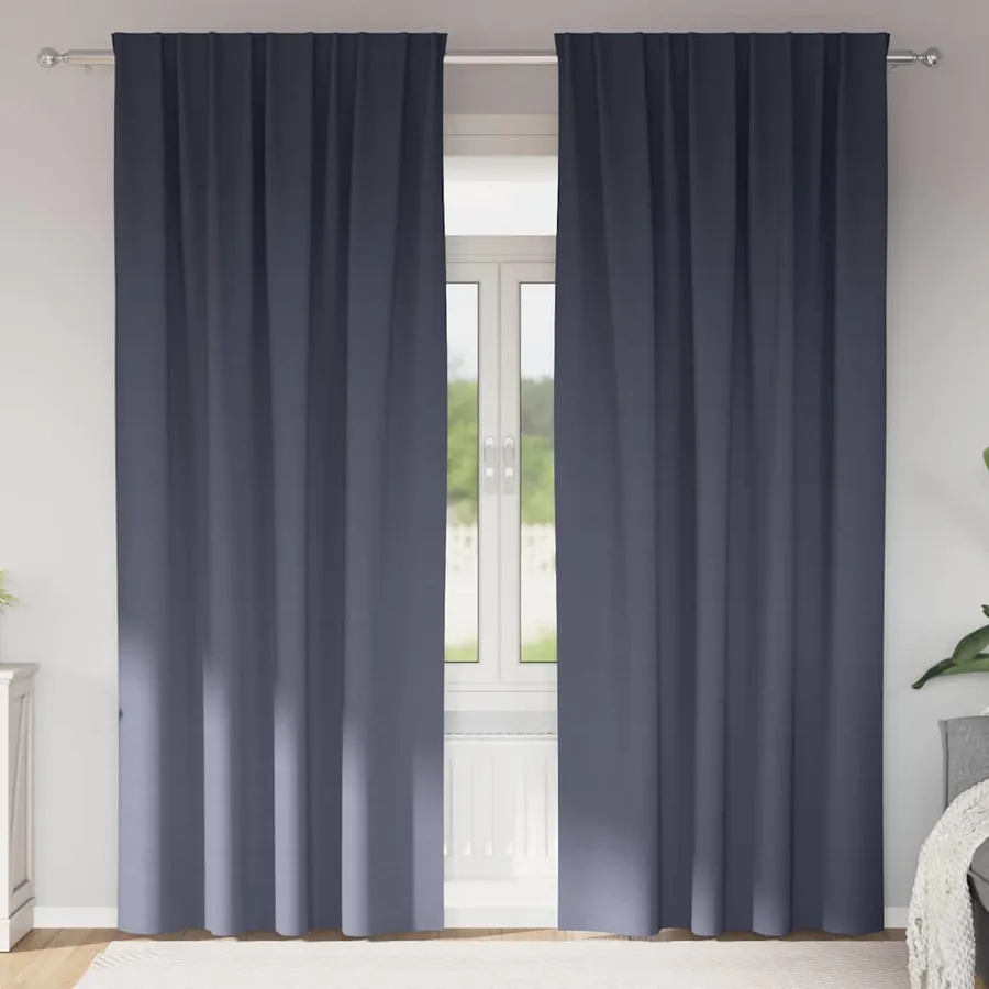 Rideaux occultants avec anneaux 2 pcs Anthracite 260 x 140 cm