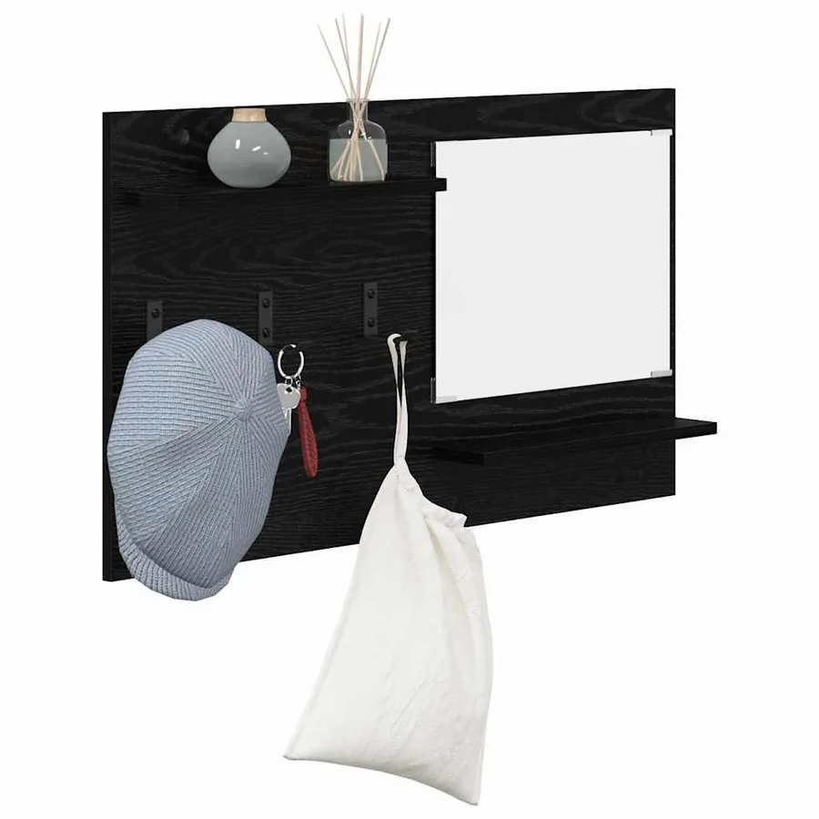 Porte-manteau mural avec étagère Chêne noir 90 x 10 x 50 cm - 3