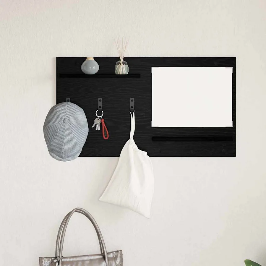 Porte-manteau mural avec étagère Chêne noir 90 x 10 x 50 cm - 4