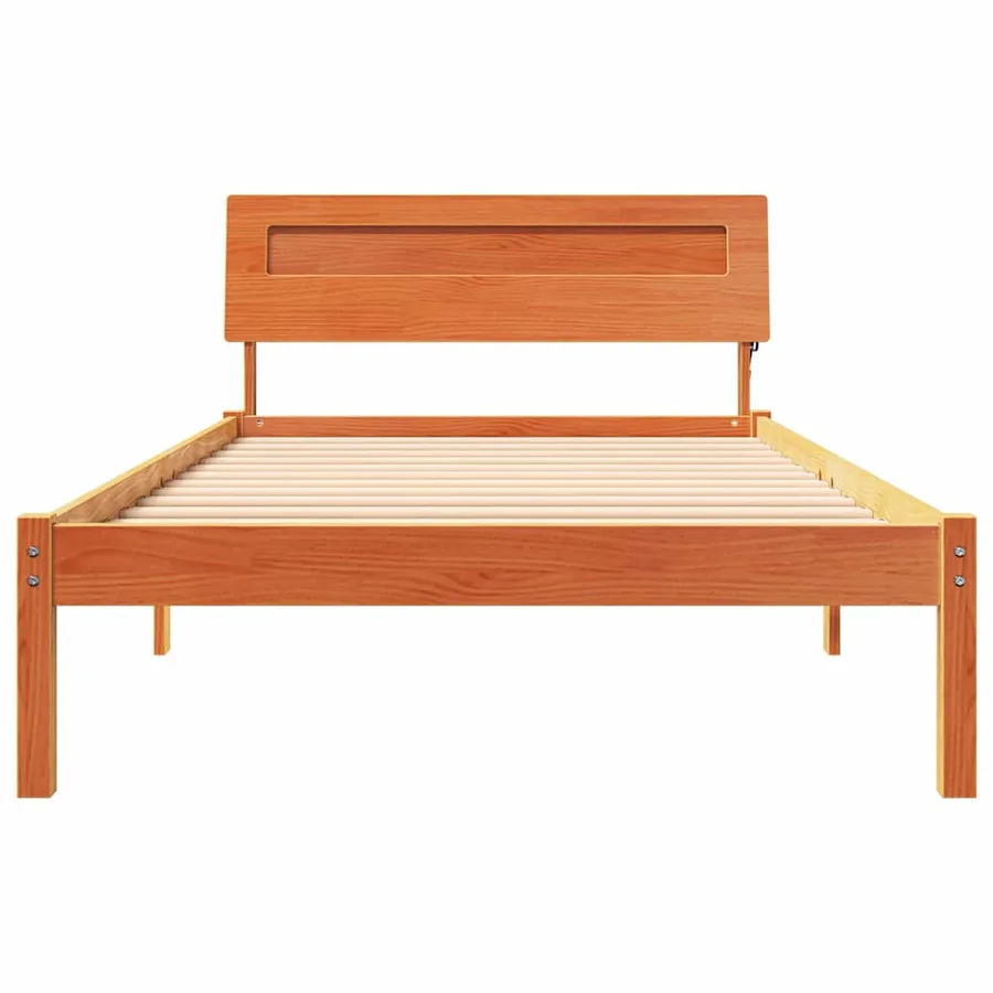 Cadre de lit avec tête de lit Brun cire 75 x 190 cm Pin massif - 5
