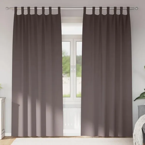 Rideaux occultants avec anneaux 2 pcs Marron foncé 260 x 140 cm