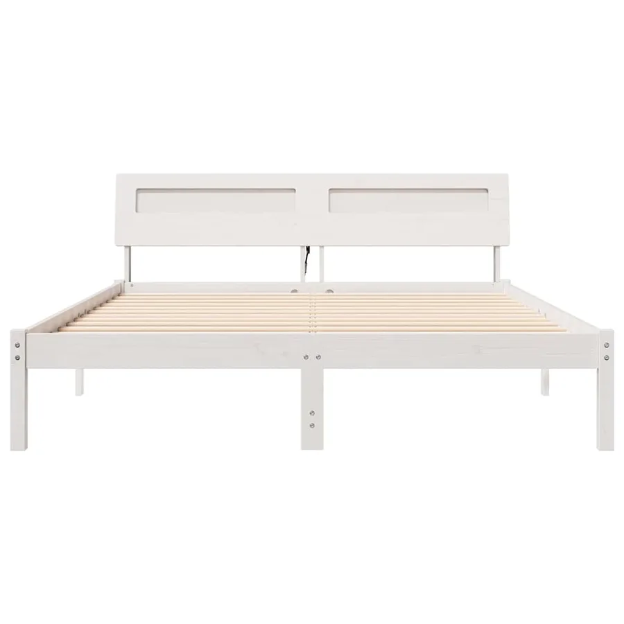 Cadre de lit avec tête de lit Blanc 150 x 200 cm Pin massif - 5