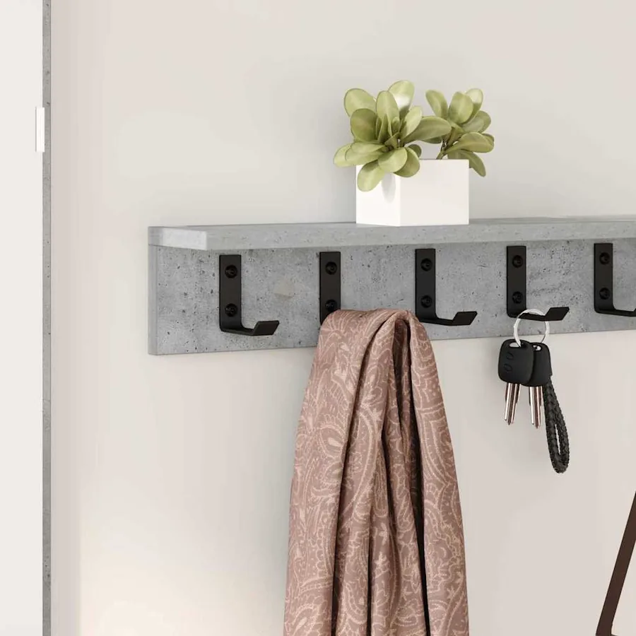 Porte-manteau mural Gris béton 100 x 10,5 x 10,5 cm - 4