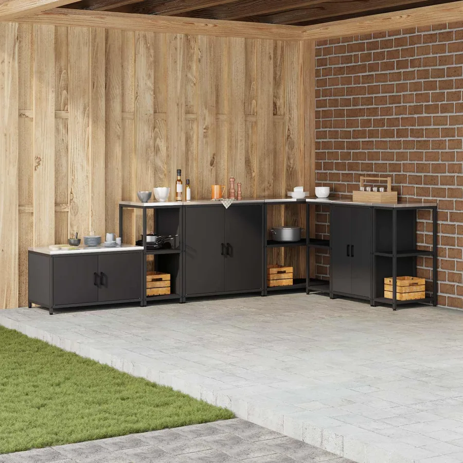 Rangement de cuisine HATTEM Noir 40 x 50 x 92 cm Acier