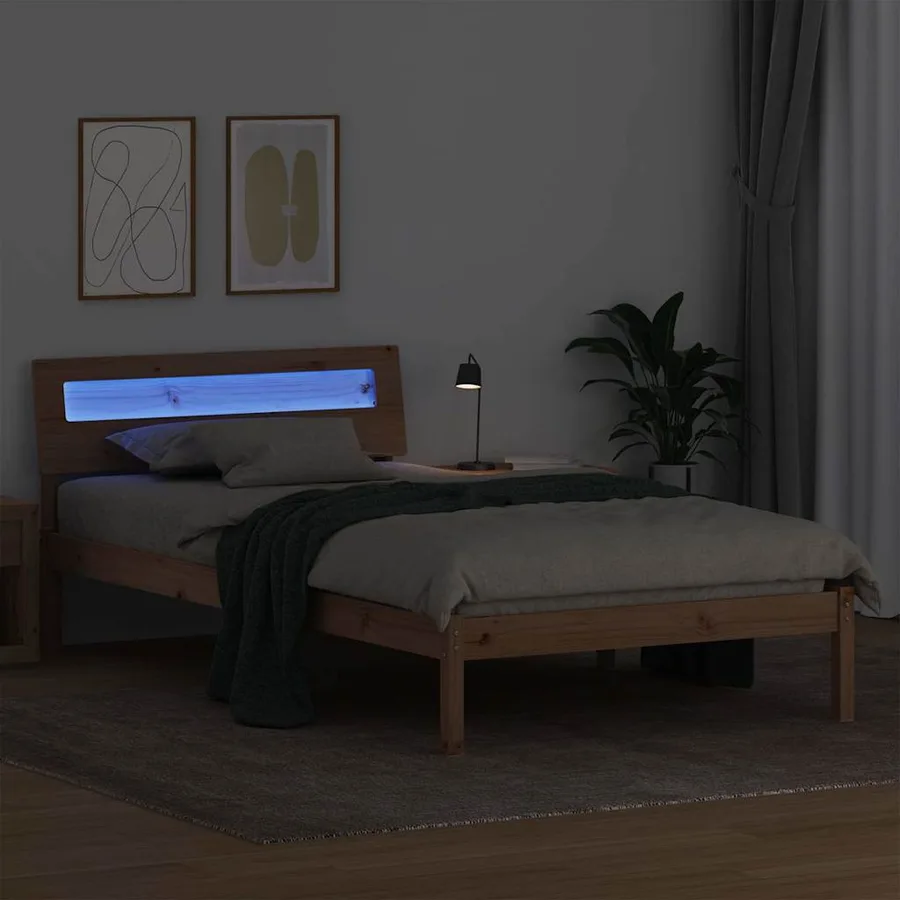 Cadre de lit avec tête de lit Marron 80 x 200 cm Pin massif - 4