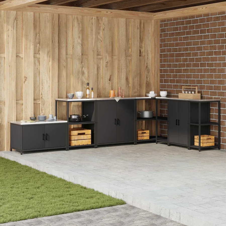 Rangement de cuisine HATTEM Noir 60 x 50 x 92 cm Acier