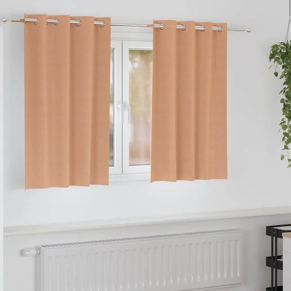 Rideaux occultants avec anneaux 2 pcs Marron Clair 140 x 140 cm