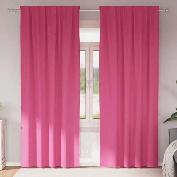 Rideaux occultants avec anneaux 2 pcs Rose vif 260 x 140 cm