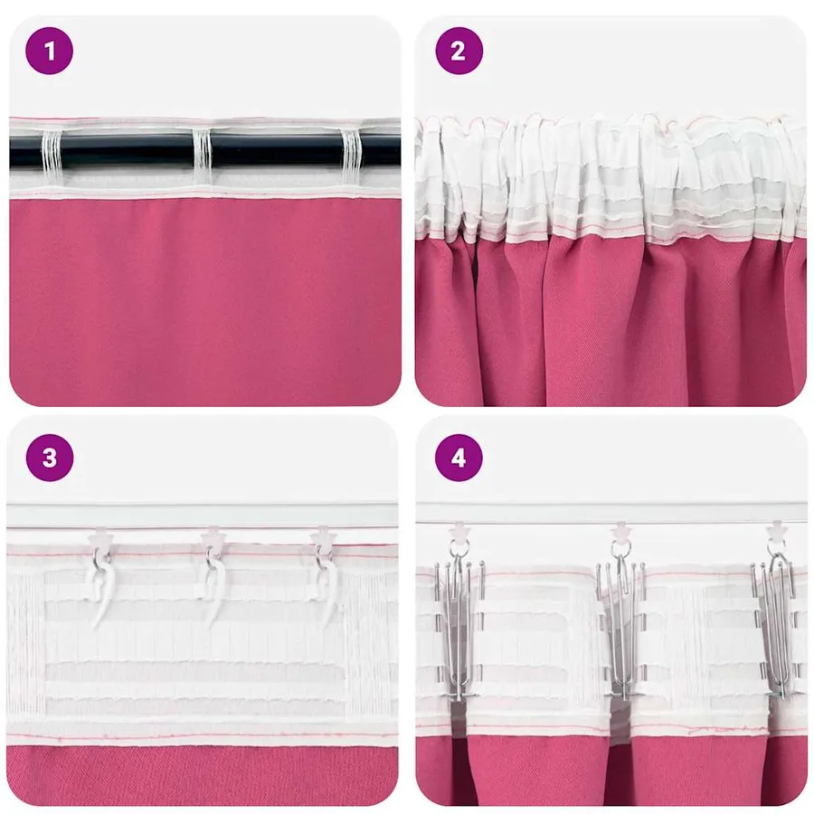 Rideaux occultants avec anneaux 2 pcs Rose vif 260 x 140 cm - 7