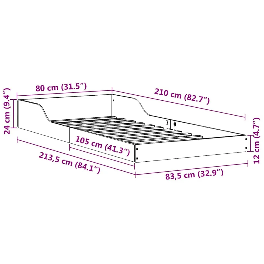 Cadre de lit Brun cire 80 x 210 cm Pin massif - 11