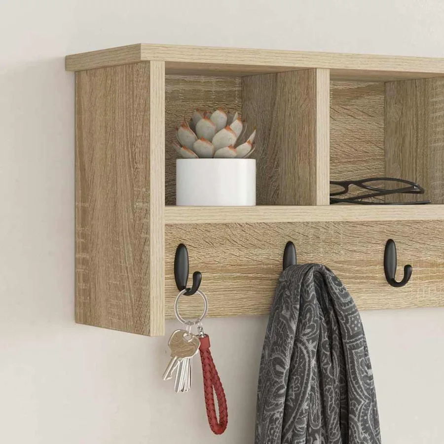 Porte-manteau mural avec étagère Chêne Sonoma 75 x 16 x 26 cm - 4