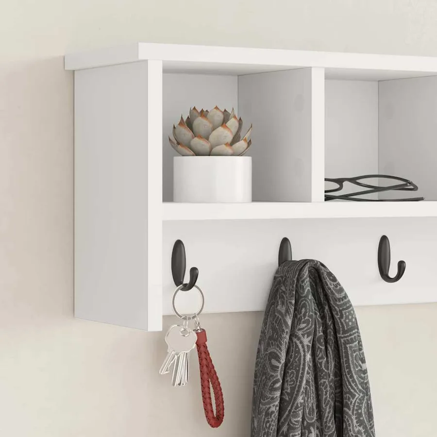 Porte-manteau mural Blanc 75 x 16 x 26 cm Bois d'ingénierie - 4