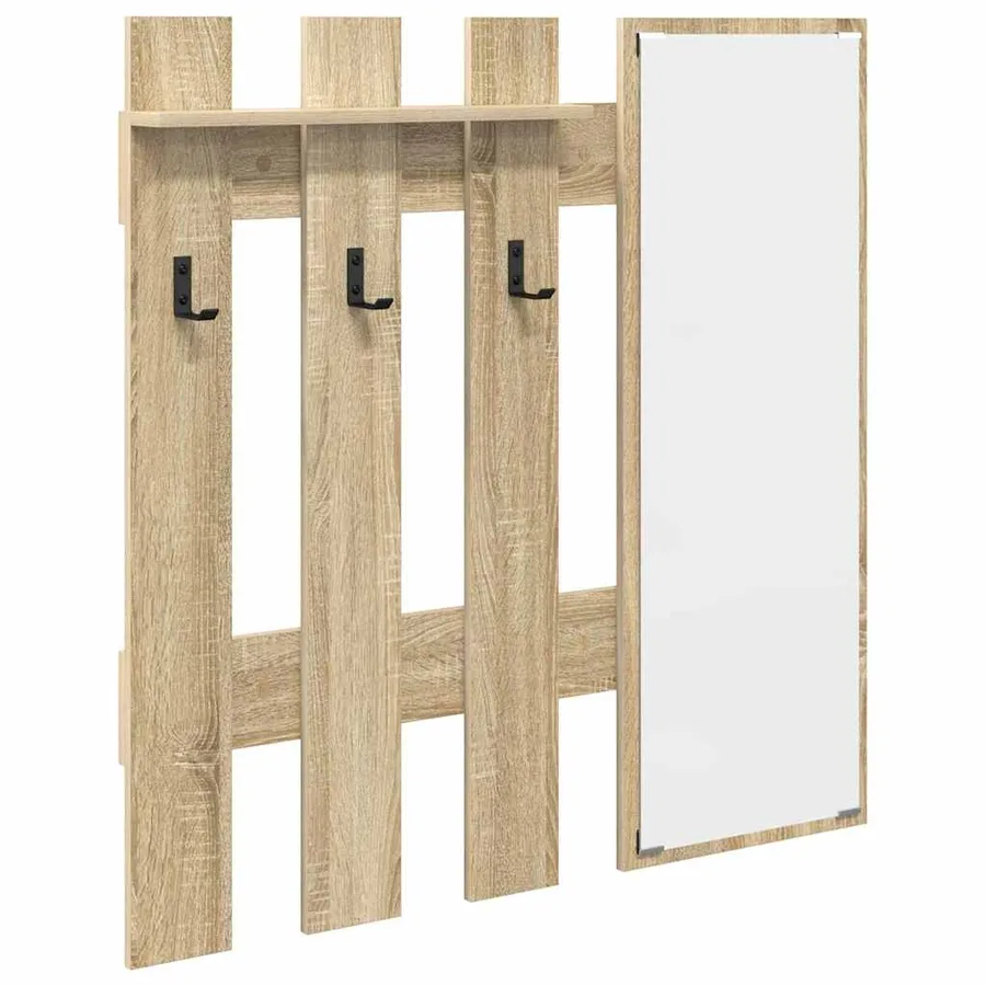 Porte-manteau mural avec miroir Chêne Sonoma 100 x 10 x 100 cm - 2