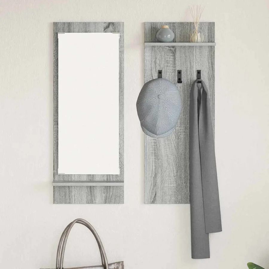 Porte-manteau mural avec étagère Gris Sonoma 70 x 10 x 90 cm - 4