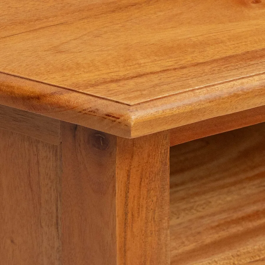 MeubleTVd'Angle Naturel 79 x 40 x 46 cm Bois de Mahogany Massif - 9
