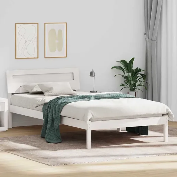 Cadre de lit avec tête de lit Blanc 90 x 200 cm Pin massif