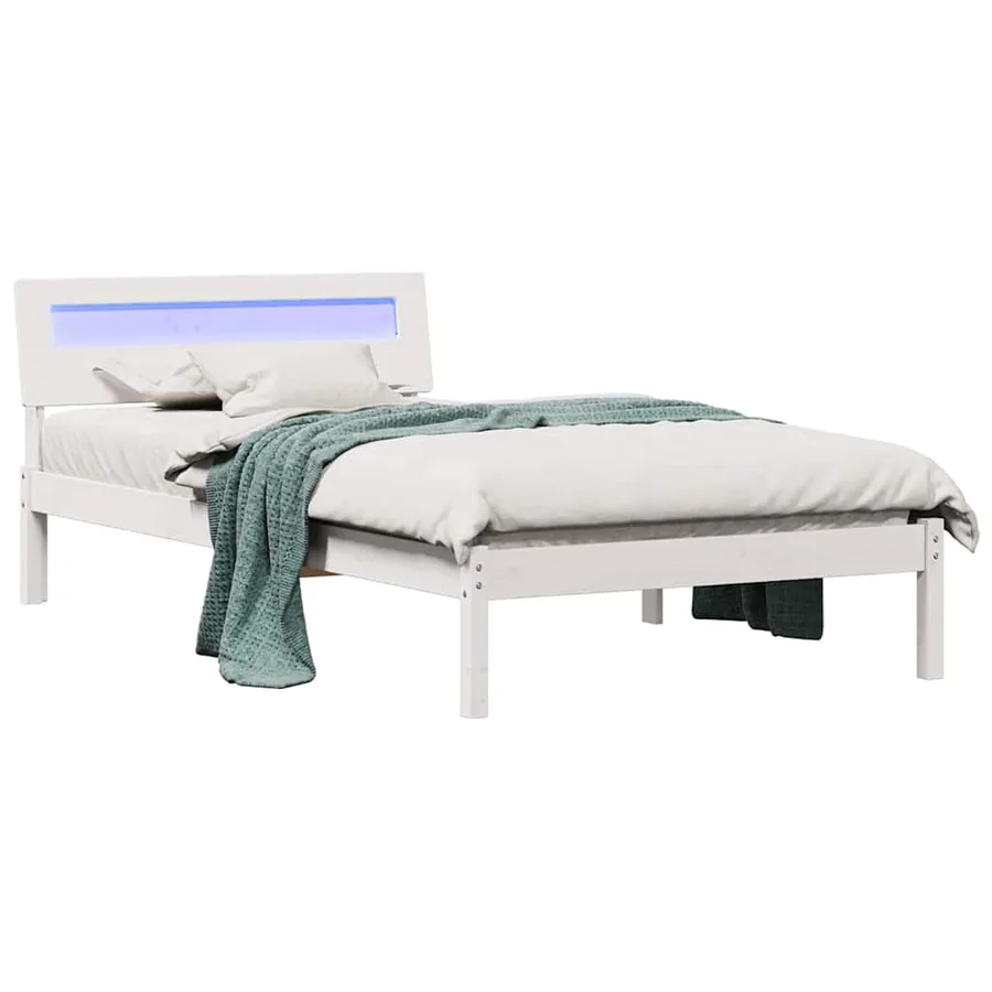 Cadre de lit avec tête de lit Blanc 90 x 200 cm Pin massif - 3
