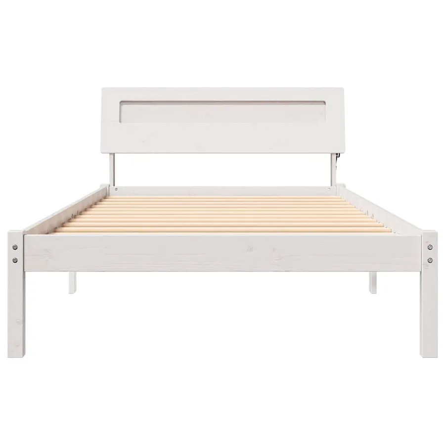 Cadre de lit avec tête de lit Blanc 90 x 200 cm Pin massif - 5